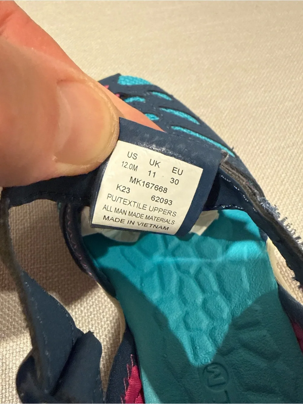 Merrell Navy & Teal Kids Active Sandals with Pink Accents